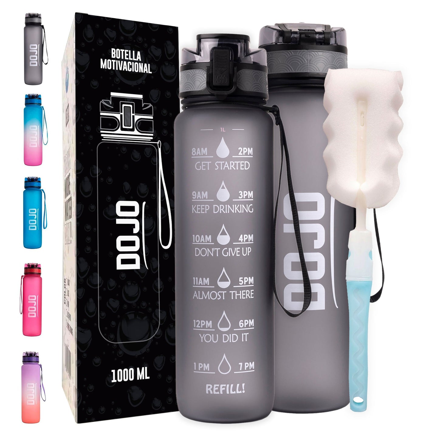 Botella motivacional dojo negra de 1lt 1 litro uruguay agua comprar online