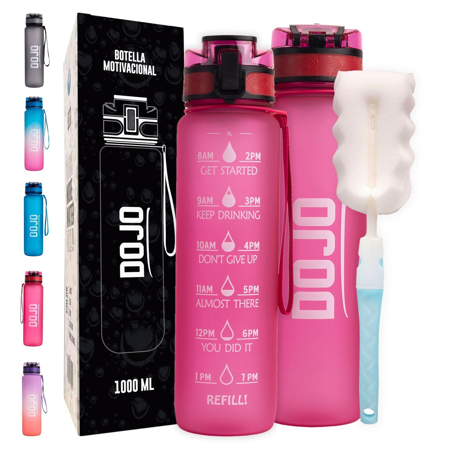 Botella motivacional dojo rosado rosa de 1lt 1 litro uruguay agua comprar online